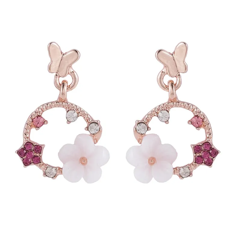 Cubic Zirconia & Acrylic Rose Butterfly Flower Drop Earrings made by Zulily