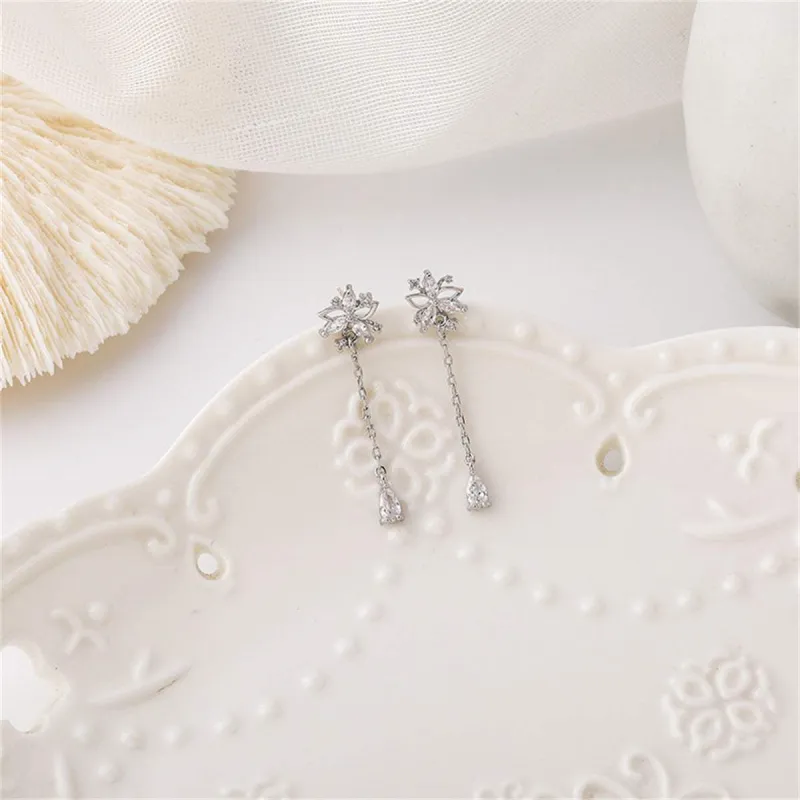 Cubic Zirconia & Crystal Silvertone Flower Drop Earrings made by Zulily