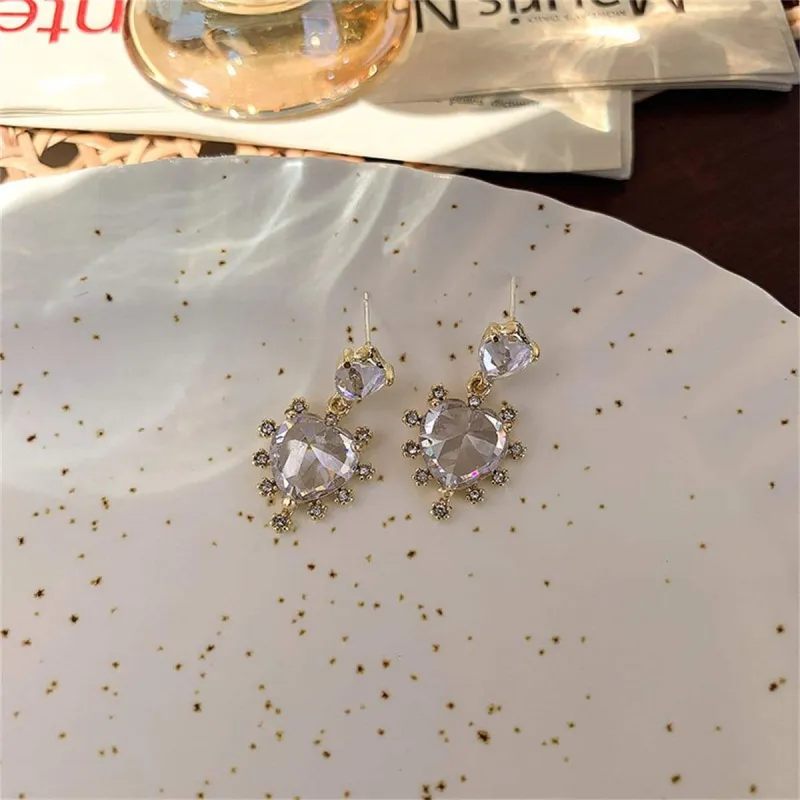 Cubic Zirconia & Crystal Tiered Double Heart Drop Earrings made by Zulily