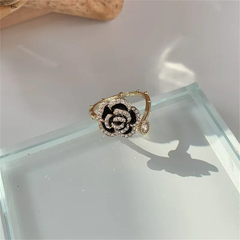 Cubic Zirconia & Enamel Goldtone Camellia Bypass Ring made by Zulily