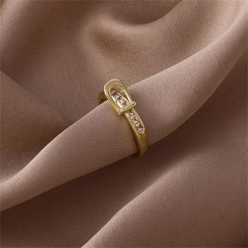 Cubic Zirconia & Goldtone Belt Open Ring made by Zulily