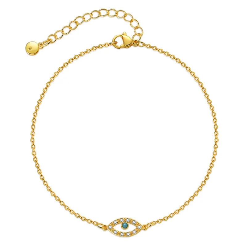 Cubic Zirconia & Blue Evil Eye Anklet made by Zulily