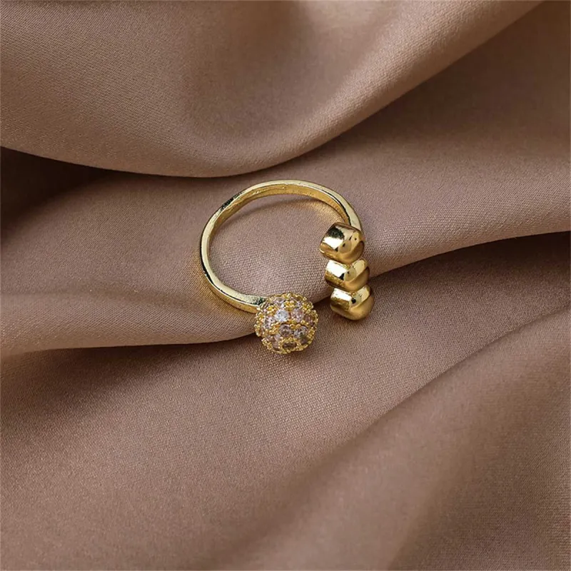 Cubic Zirconia & Goldtone Ball Open Ring made by Zulily