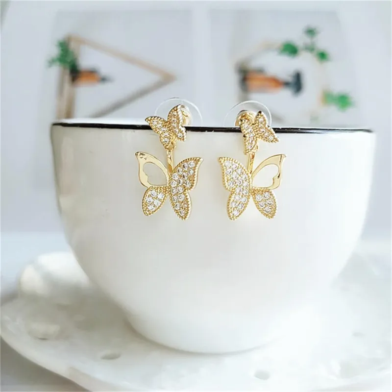 Cubic Zirconia & Goldtone Cutout Butterfly Ear Jackets made by Zulily