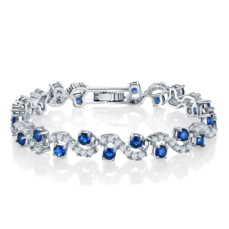 Cubic Zirconia & Blue Crystal Prong Crossing Line Tennis Bracelet made by Zulily