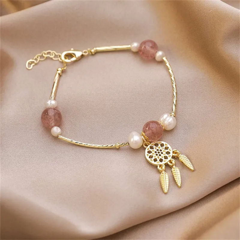Crystal & Pearl Goldtone Dreamcatcher Charm Bracelet made by Zulily
