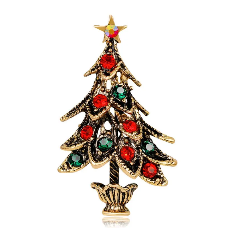 Cubic Zirconia & Goldtone Christmas Tree Brooch made by Zulily