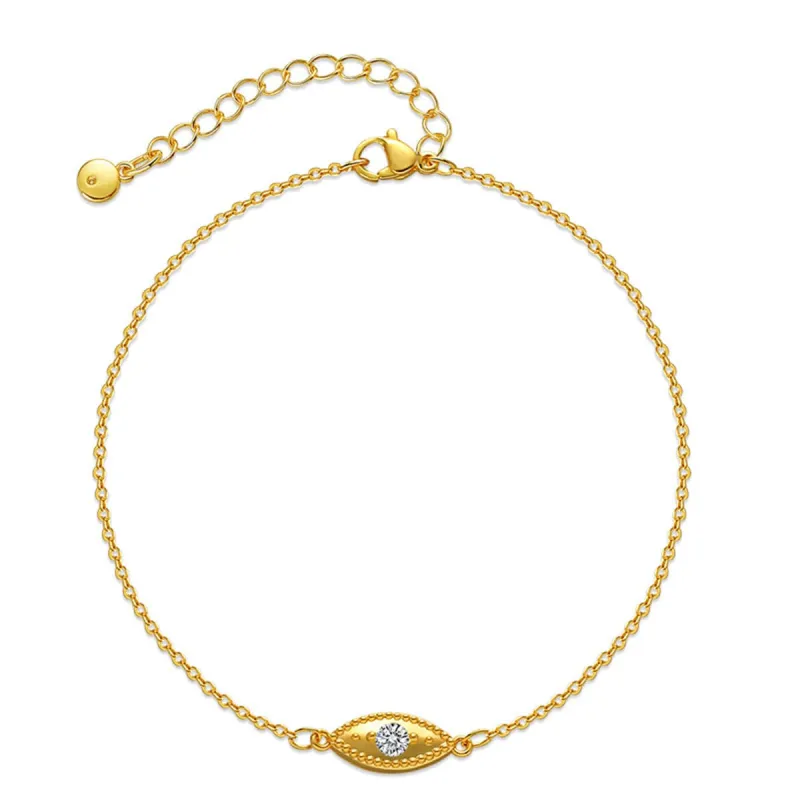 Cubic Zirconia & Goldtone Eye Charm Anklet made by Zulily