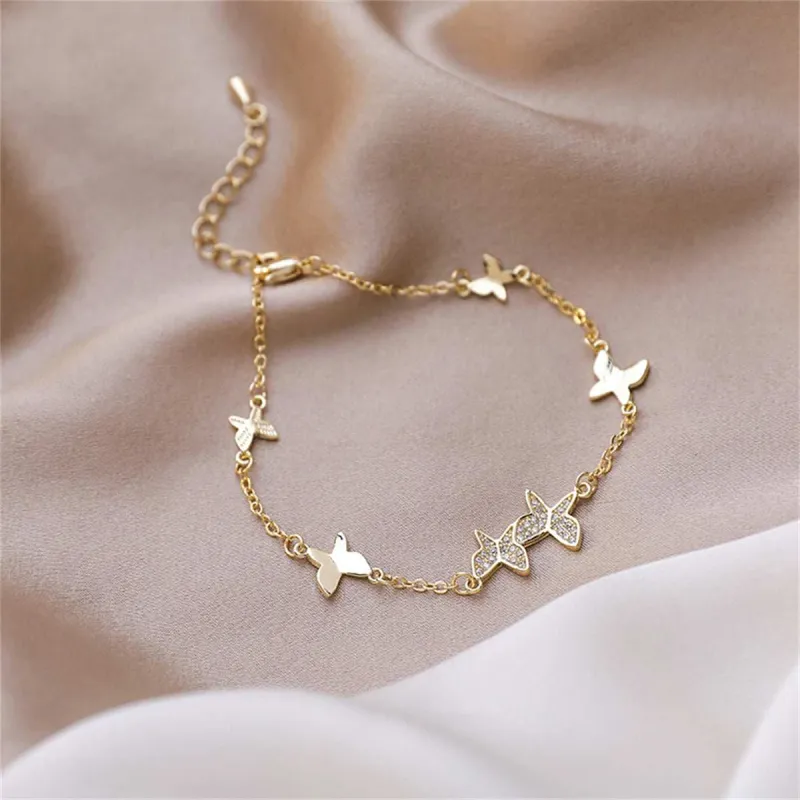 Cubic Zirconia & Goldtone Butterfly Station Bracelet made by Zulily