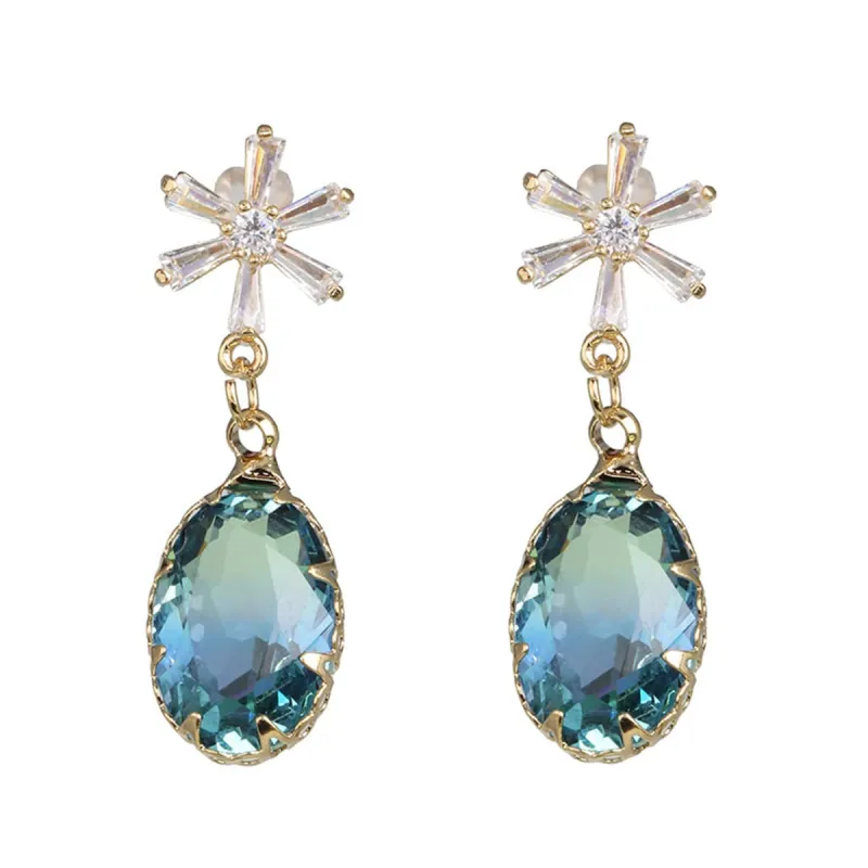 Cubic Zirconia & Blue Crystal Ombré Oval Drop Earrings made by Zulily