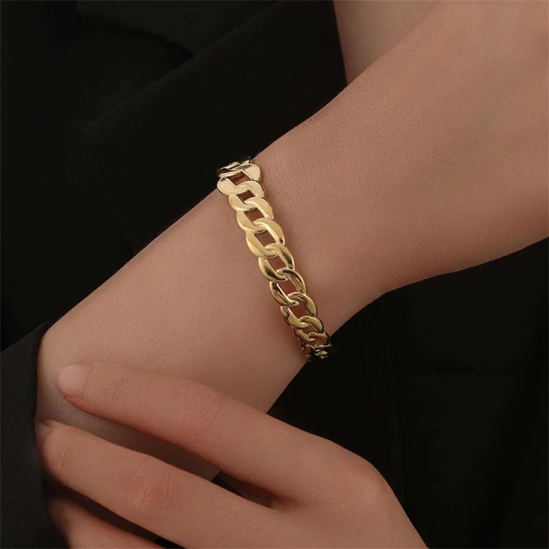Cubic Zirconia & Goldtone Curb Chain Cuff made by Zulily