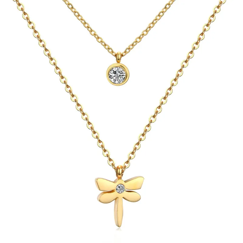Cubic Zirconia & Goldtone Dragonfly Layered Pendant Necklace made by Zulily