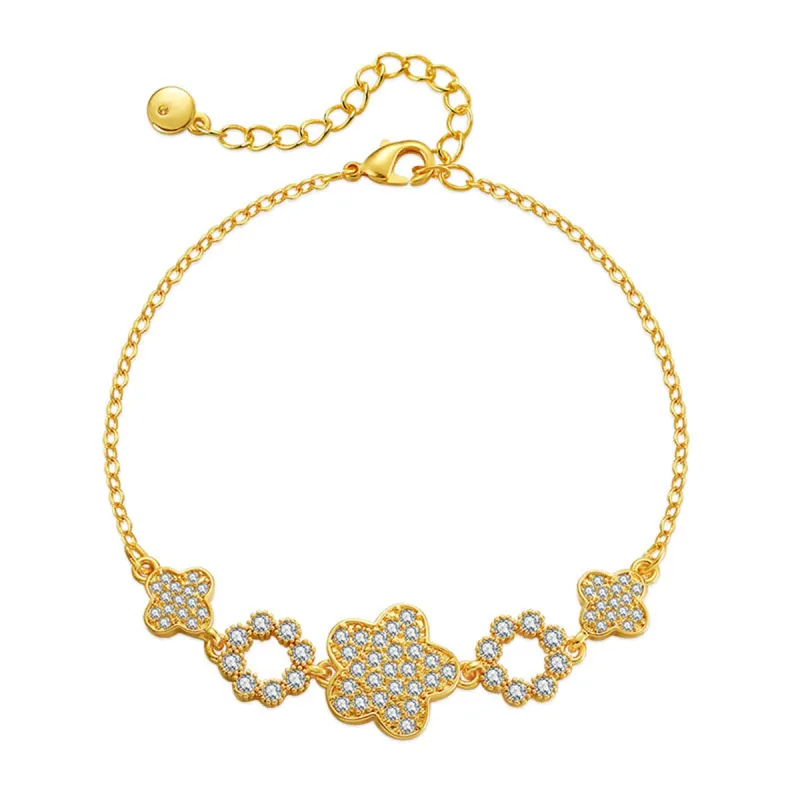 Cubic Zirconia & Goldtone Floral Charm Bracelet made by Zulily