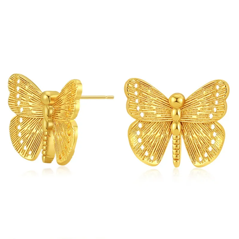 Cubic Zirconia & Goldtone Butterfly Stud Earrings made by Zulily
