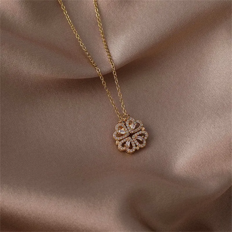 Cubic Zirconia & Goldtone Heart Clover Pendant Necklace made by Zulily