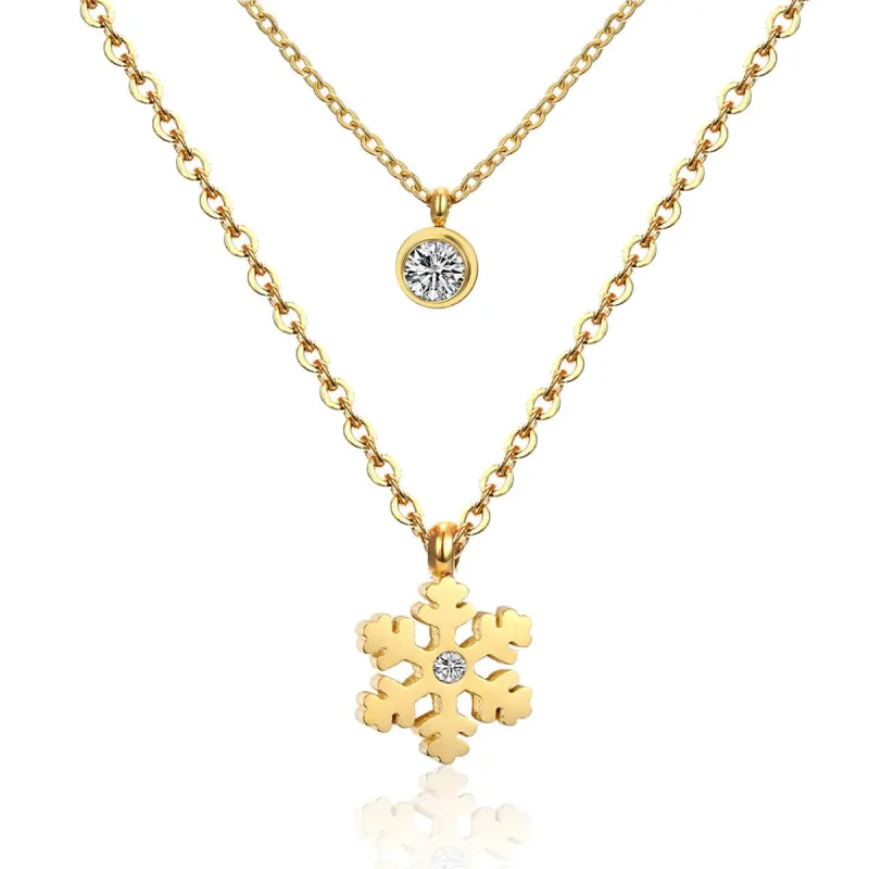 Cubic Zirconia & Goldtone Layered Snowflake Pendant Necklace made by Zulily