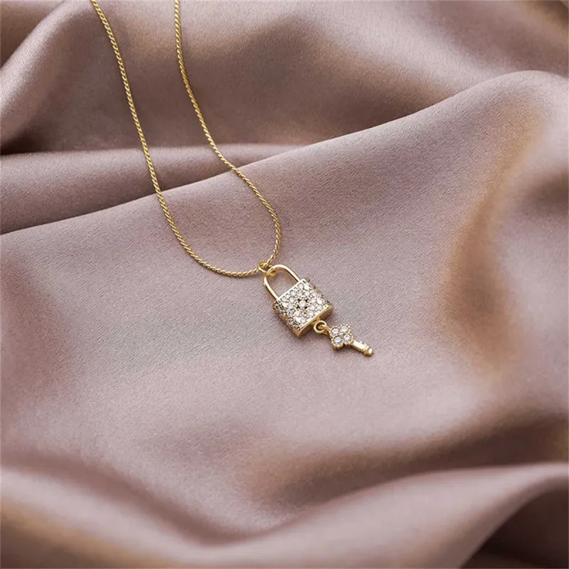 Cubic Zirconia & Goldtone Lock & Key Pendant Necklace made by Zulily