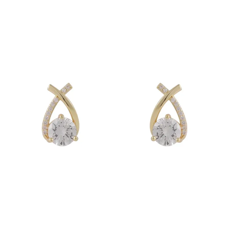Cubic Zirconia & Goldtone Round-Cut Teardrop Stud Earrings made by Zulily