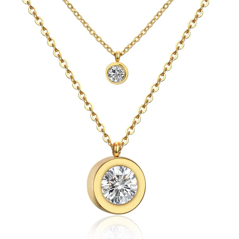 Cubic Zirconia & Goldtone Round Layered Pendant Necklace made by Zulily