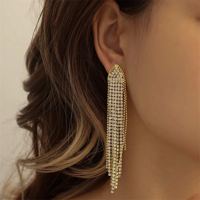 Cubic Zirconia & Goldtone Tassel Drop Earrings made by Zulily