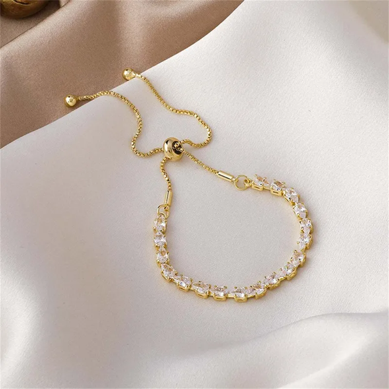 Cubic Zirconia & Goldtone Pear-Cut Adjustable Bracelet made by Zulily