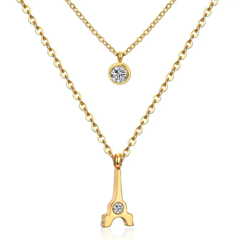 Cubic Zirconia & Goldtone Tower Layered Pendant Necklace made by Zulily
