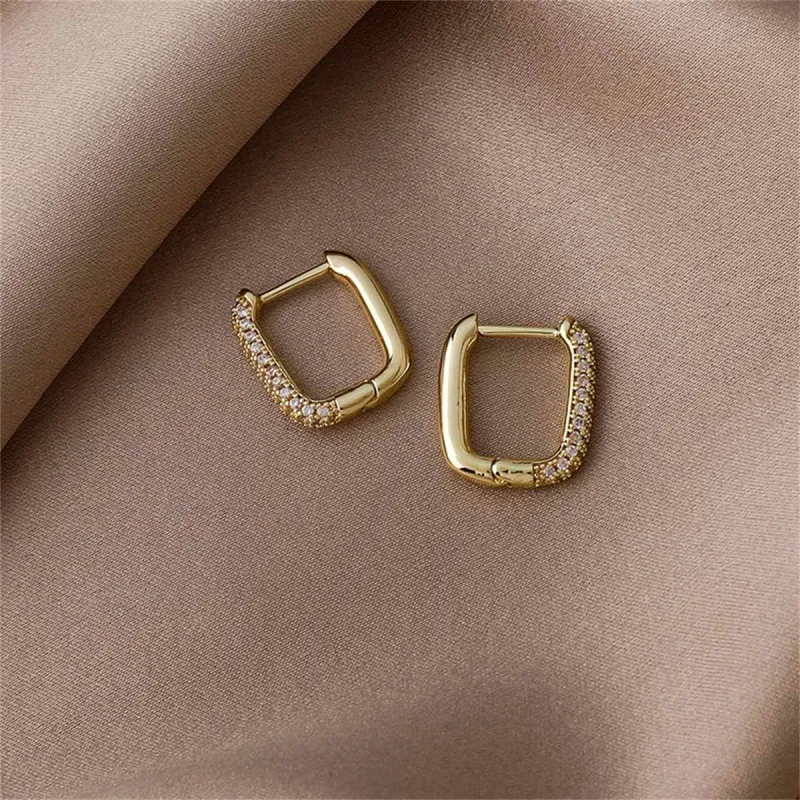 Cubic Zirconia & Goldtone Square Huggie Earrings made by Zulily