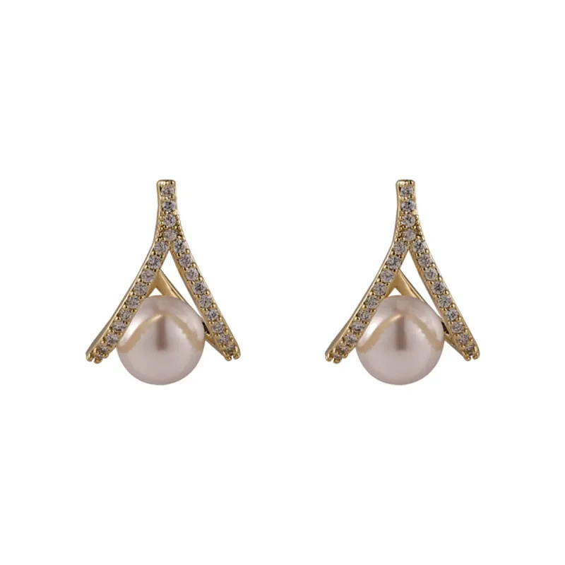 Cubic Zirconia & Pearl Drop Stud Earrings made by Zulily