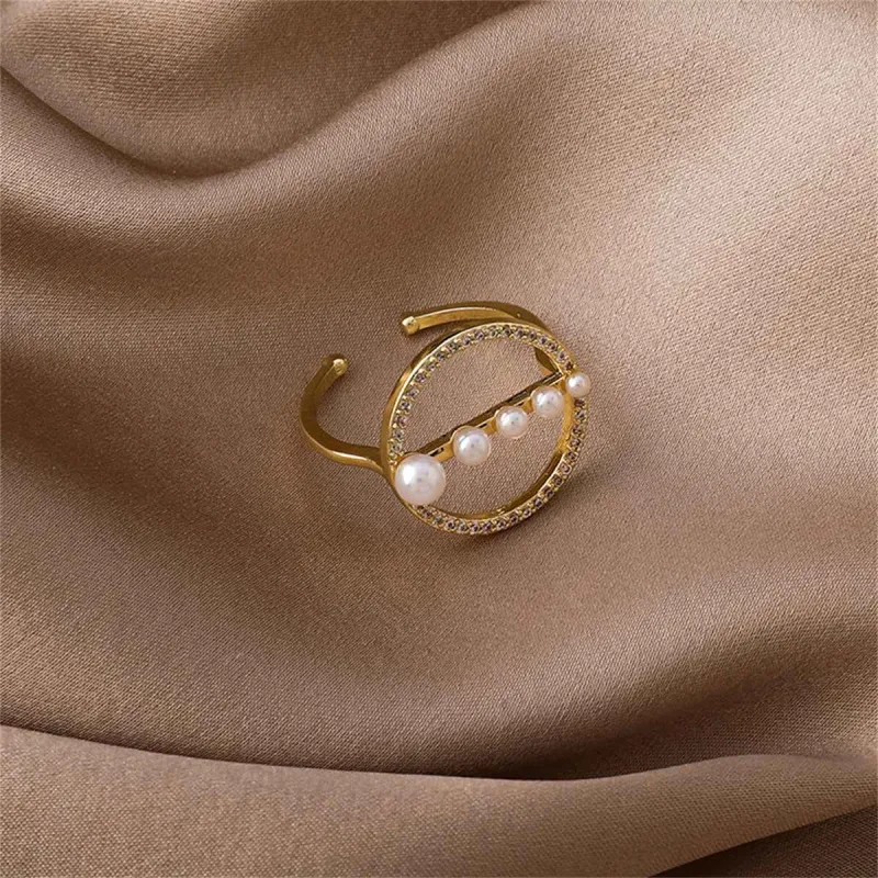 Cubic Zirconia & Pearl Goldtone Circle Open Ring made by Zulily