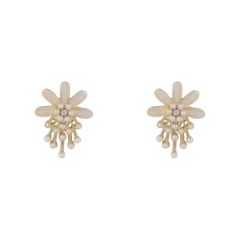 Cubic Zirconia & Pearl Flower Stud Earrings made by Zulily