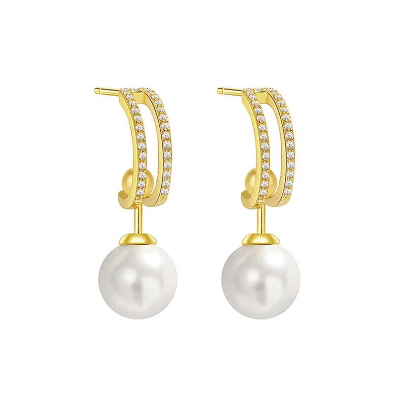 Cubic Zirconia & Pearl Goldtone Curve Drop Earrings made by Zulily