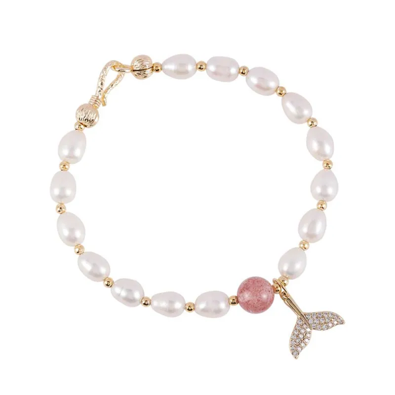 Cubic Zirconia & Pearl Goldtone Mermaid Tail Bracelet made by Zulily