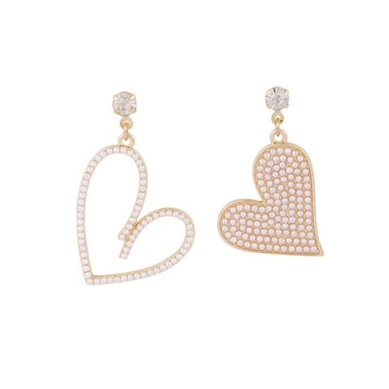 Cubic Zirconia & Pearl Goldtone Mismatch Heart Drop Earrings made by Zulily