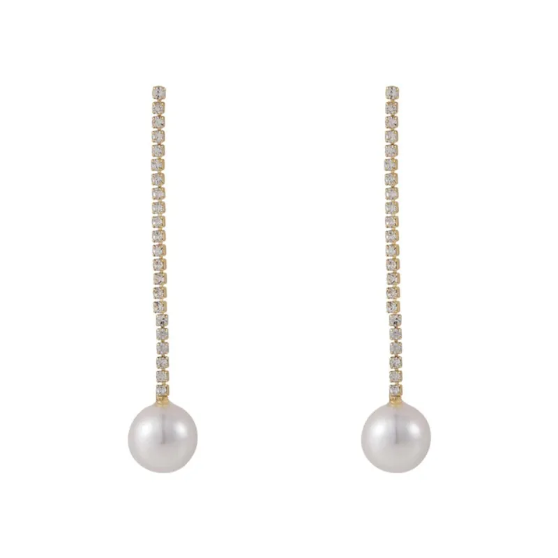 Cubic Zirconia & Pearl Linear Drop Earrings made by Zulily