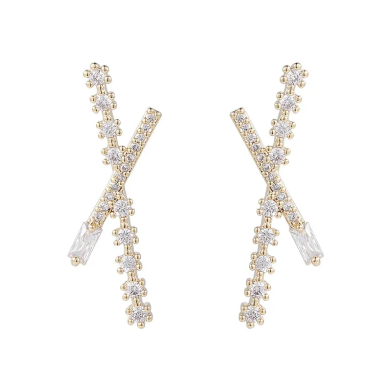 Cubic Zirconia & Goldtone X Stud Earrings made by Zulily