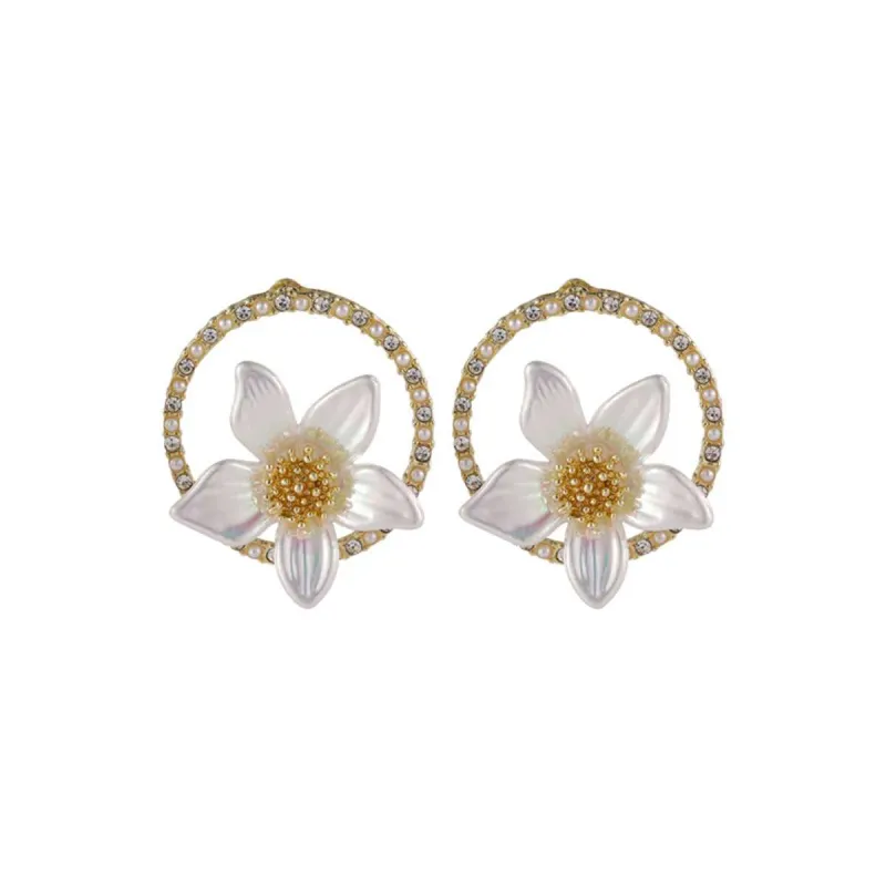 Cubic Zirconia & Pearl Lily Stud Earrings made by Zulily
