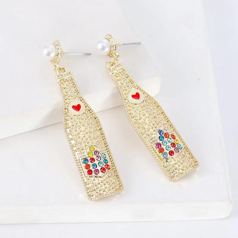Cubic Zirconia & Pearl Wine Bottle Drop Earrings made by Zulily