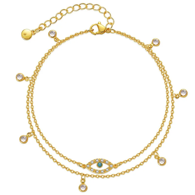 Cubic Zirconia & Resin Goldtone Eye Layered Anklet made by Zulily