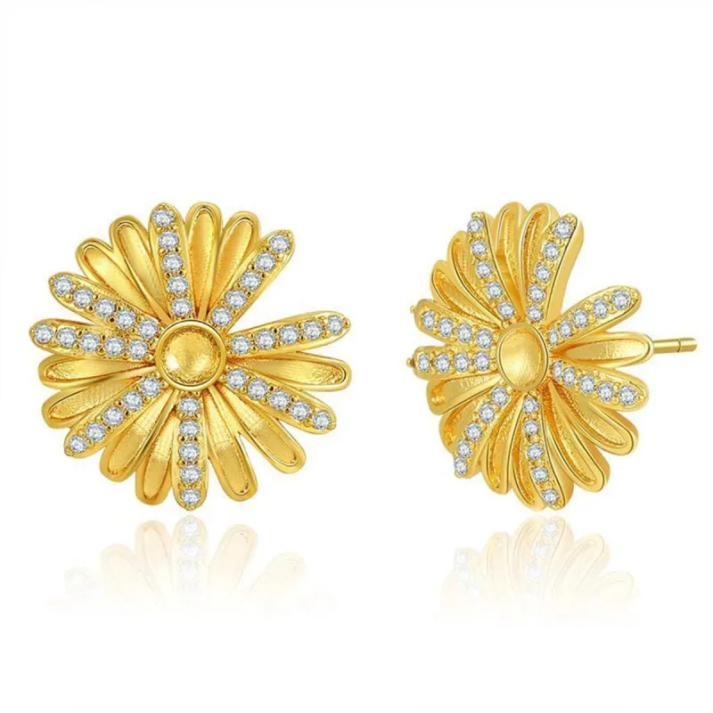 Cubic Zirconia & Goldtone Sunflower Stud Earrings made by Zulily
