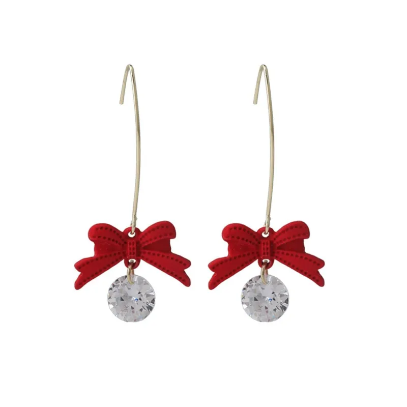 Cubic Zirconia & Red Enamel Goldtone Bow Drop Earrings made by Zulily