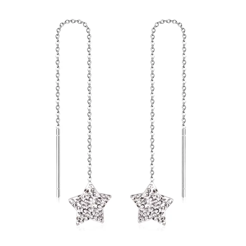 Cubic Zirconia & Silvertone Star Threader Earrings made by Zulily