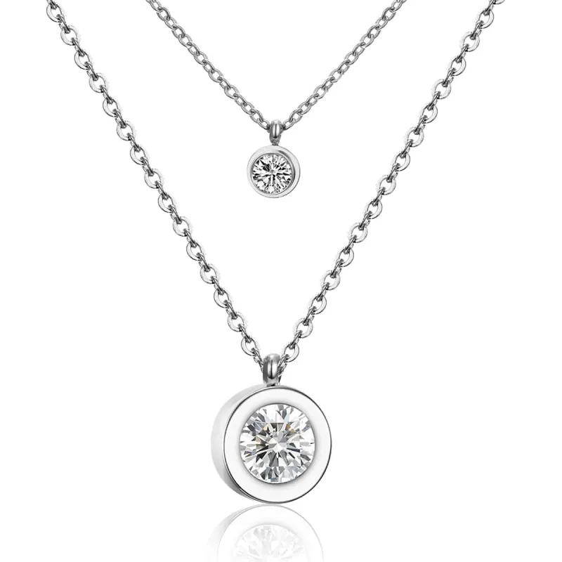 Cubic Zirconia & Silvertone Round Layered Pendant Necklace made by Zulily
