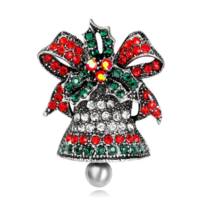 Cubic Zirconia & Silvertone Ringing Bell Brooch made by Zulily