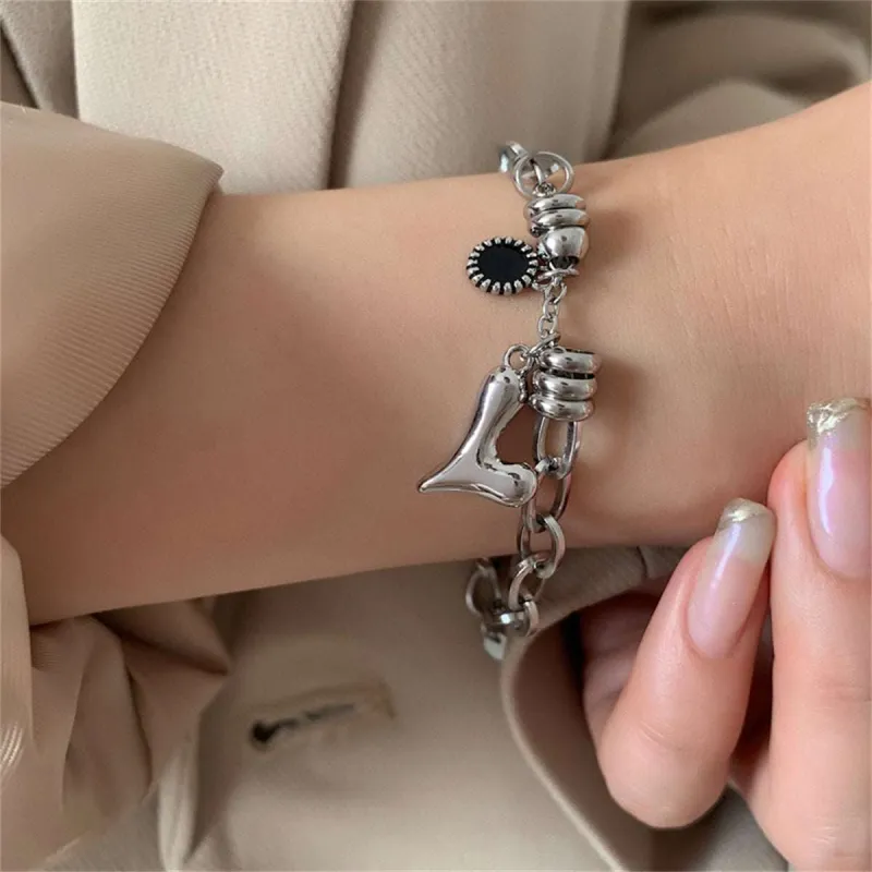 Cubic Zirconia & Silvertone Heart Charm Bracelet made by Zulily