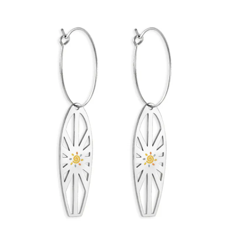 Enamel & Silvertone Sun Surfboard Drop Earrings made by Zulily
