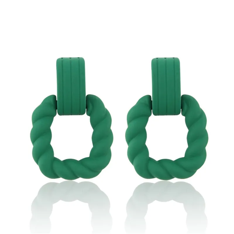 Dark Green Resin & Silvertone Twine Square Drop Earrings made by Zulily