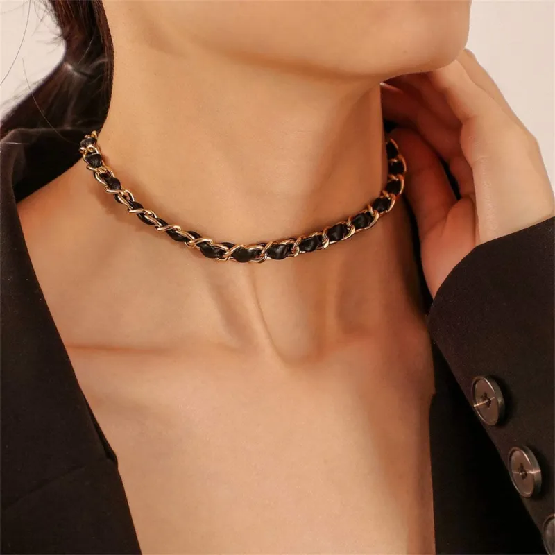 Goldtone & Black Polystyrene Cable Chain Choker made by Zulily