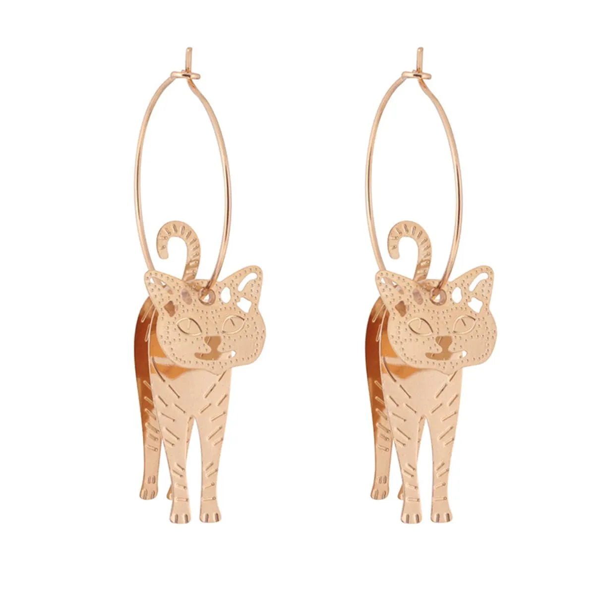 Goldtone Cat Charm Hoop Earrings sold by Zulily