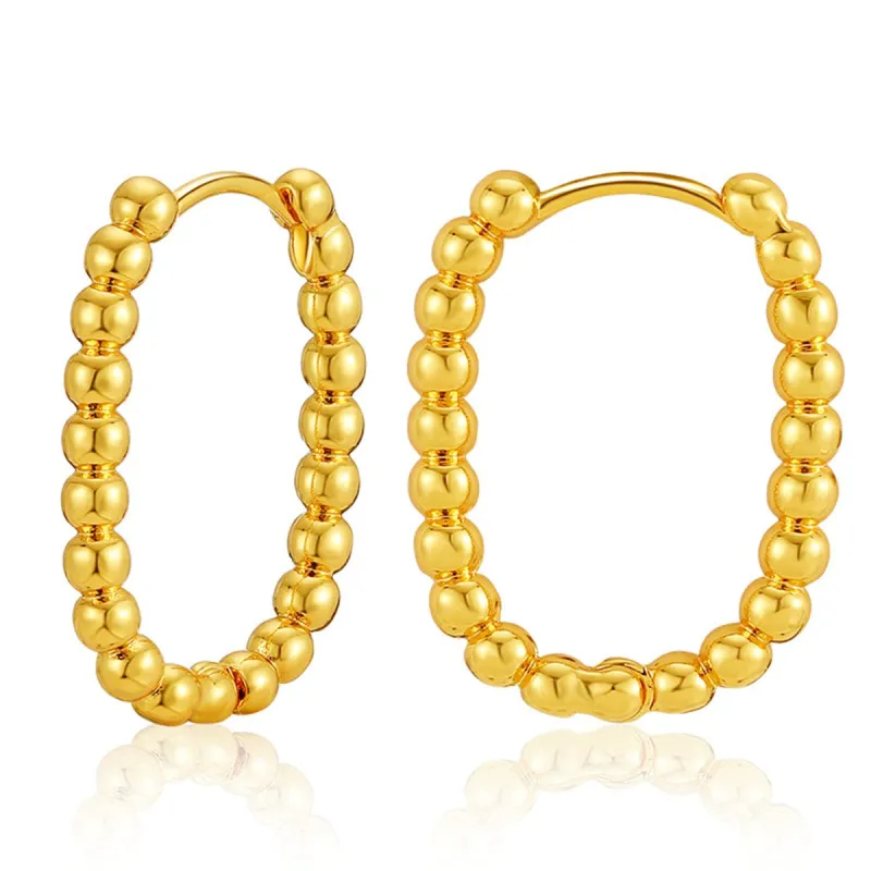 Goldtone Beaded U-Shaped Huggie Earrings made by Zulily