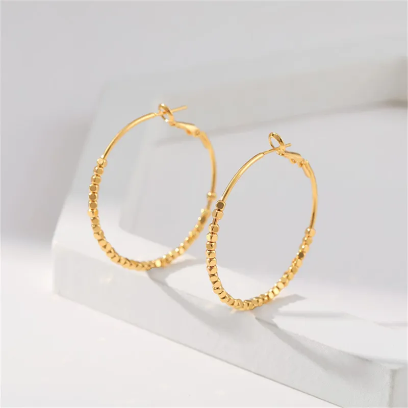 Goldtone Cube Beaded Hoop Earrings made by Zulily